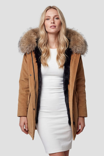 Parka fourrure femme camel Héritage fourrure