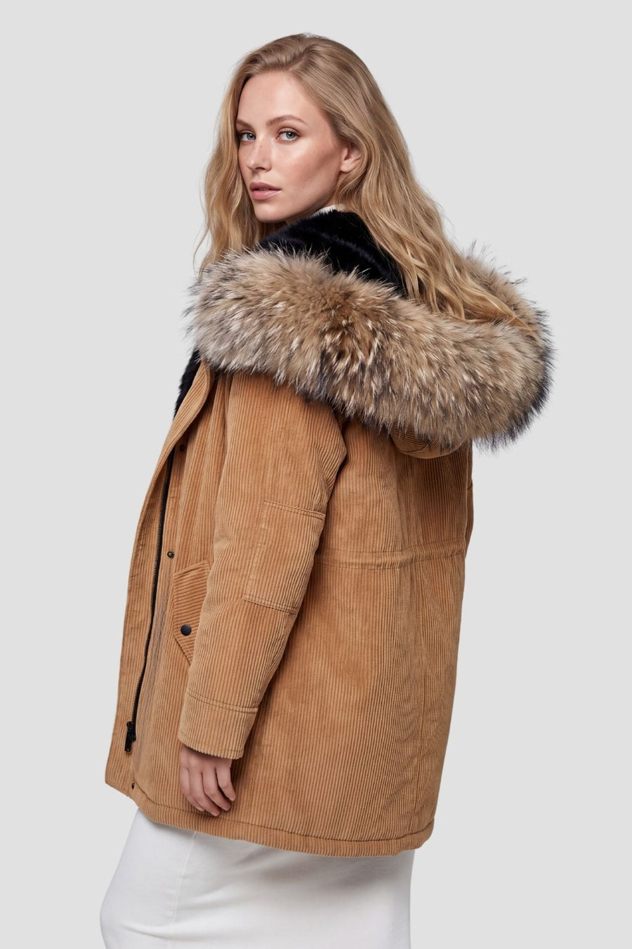Parka fourrure femme camel Héritage fourrure