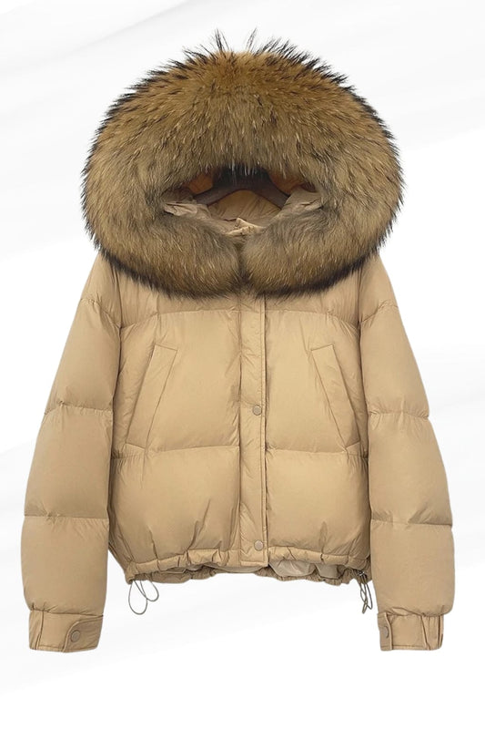 Parka fourrure femme courte beige Héritage fourrure