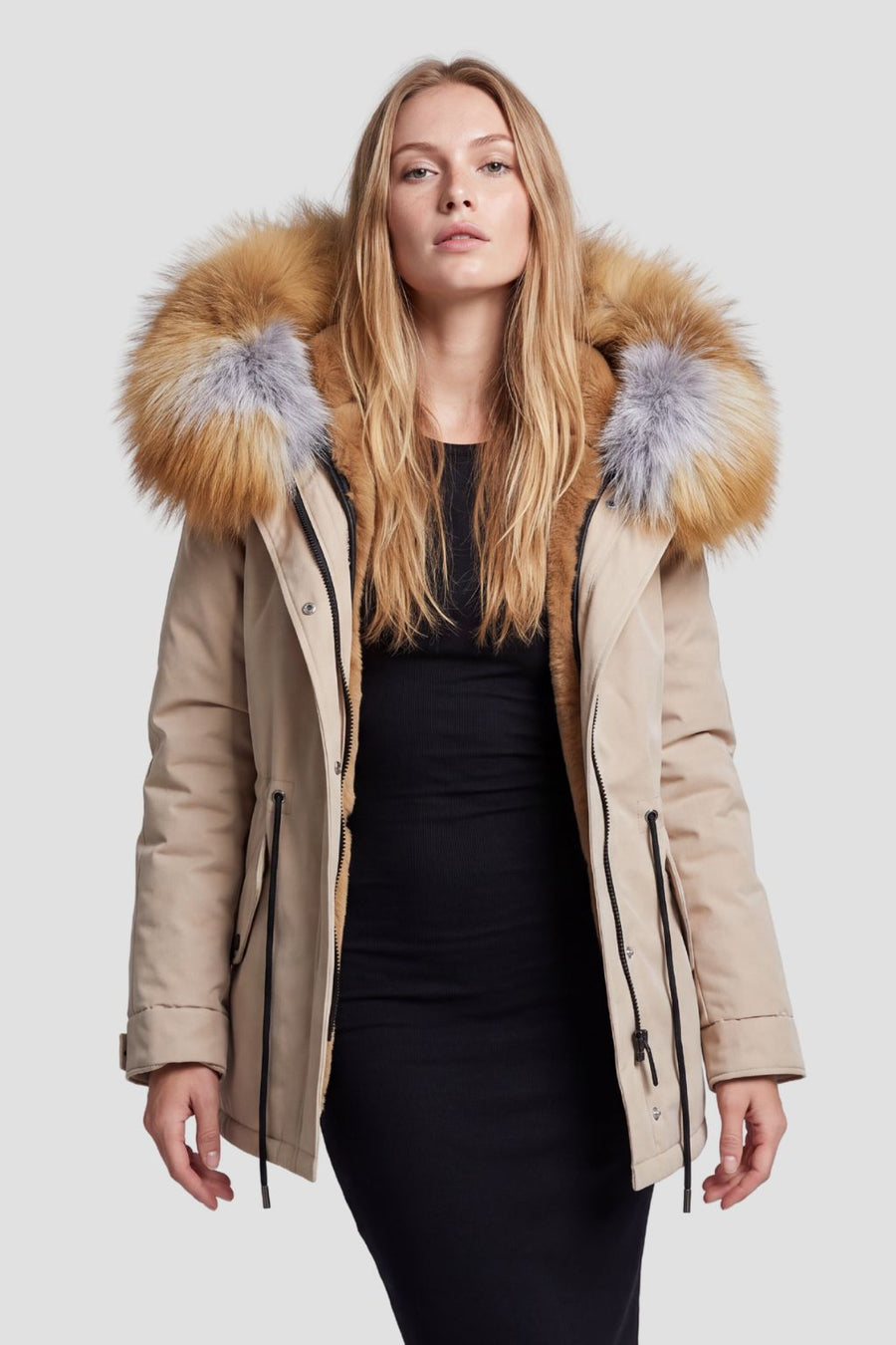 Parka fourrure femme courte beige Héritage fourrure