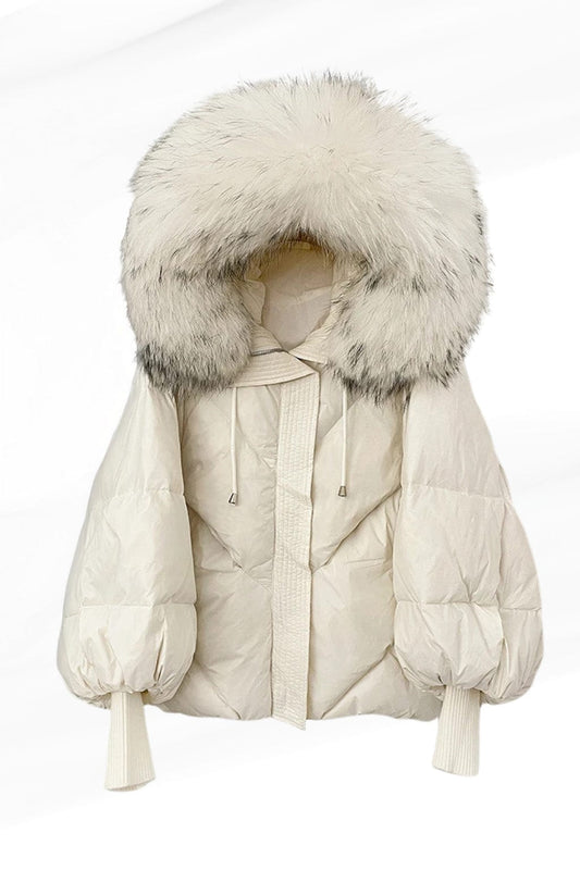 Parka fourrure femme courte blanche Héritage fourrure