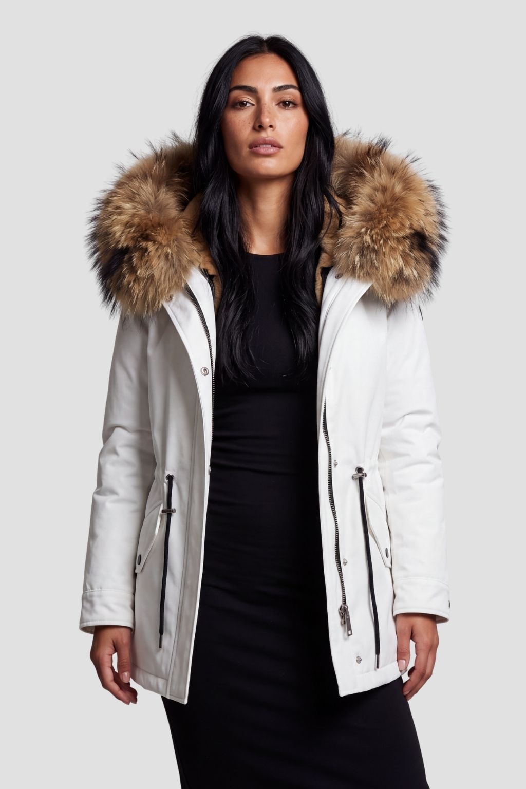Parka fourrure femme courte blanche Héritage fourrure