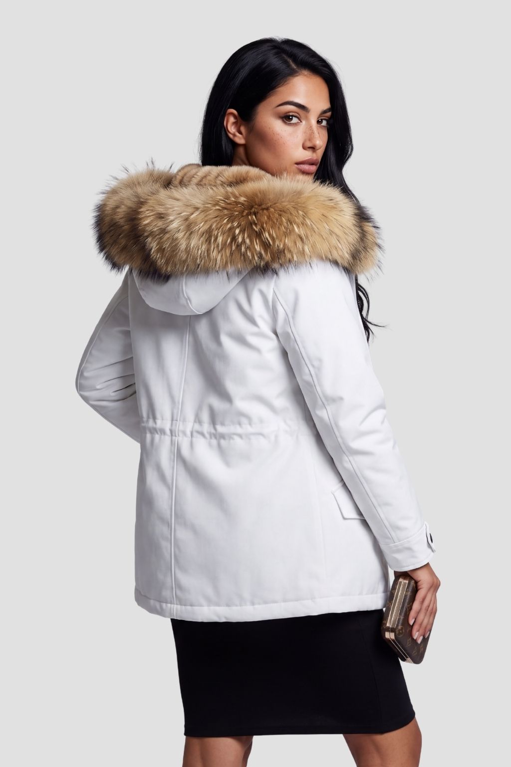 Parka fourrure femme courte blanche Héritage fourrure