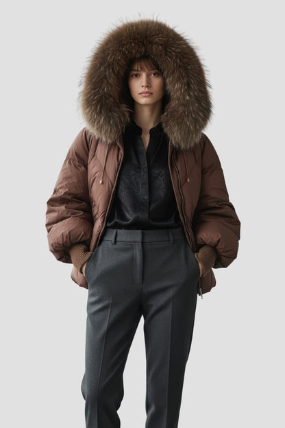 Parka fourrure femme courte brune Héritage fourrure