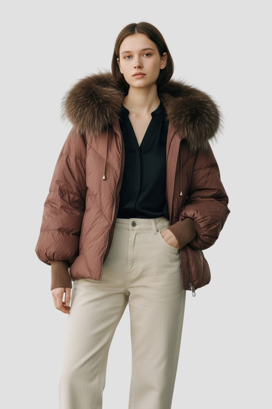 Parka fourrure femme courte brune Héritage fourrure