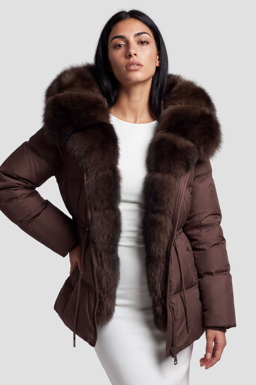 Parka fourrure femme courte brune Héritage fourrure