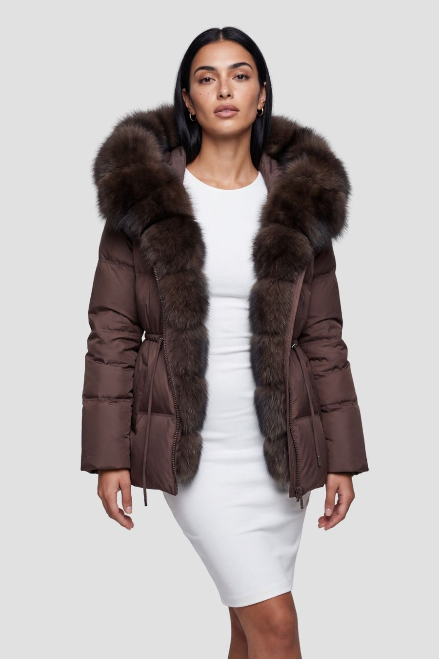 Parka fourrure femme courte brune Héritage fourrure