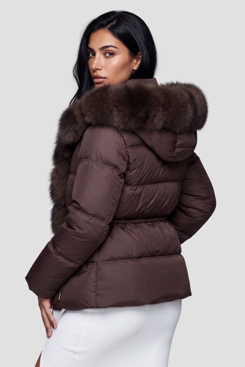 Parka fourrure femme courte brune Héritage fourrure