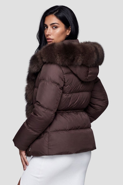 Parka fourrure femme courte brune Héritage fourrure