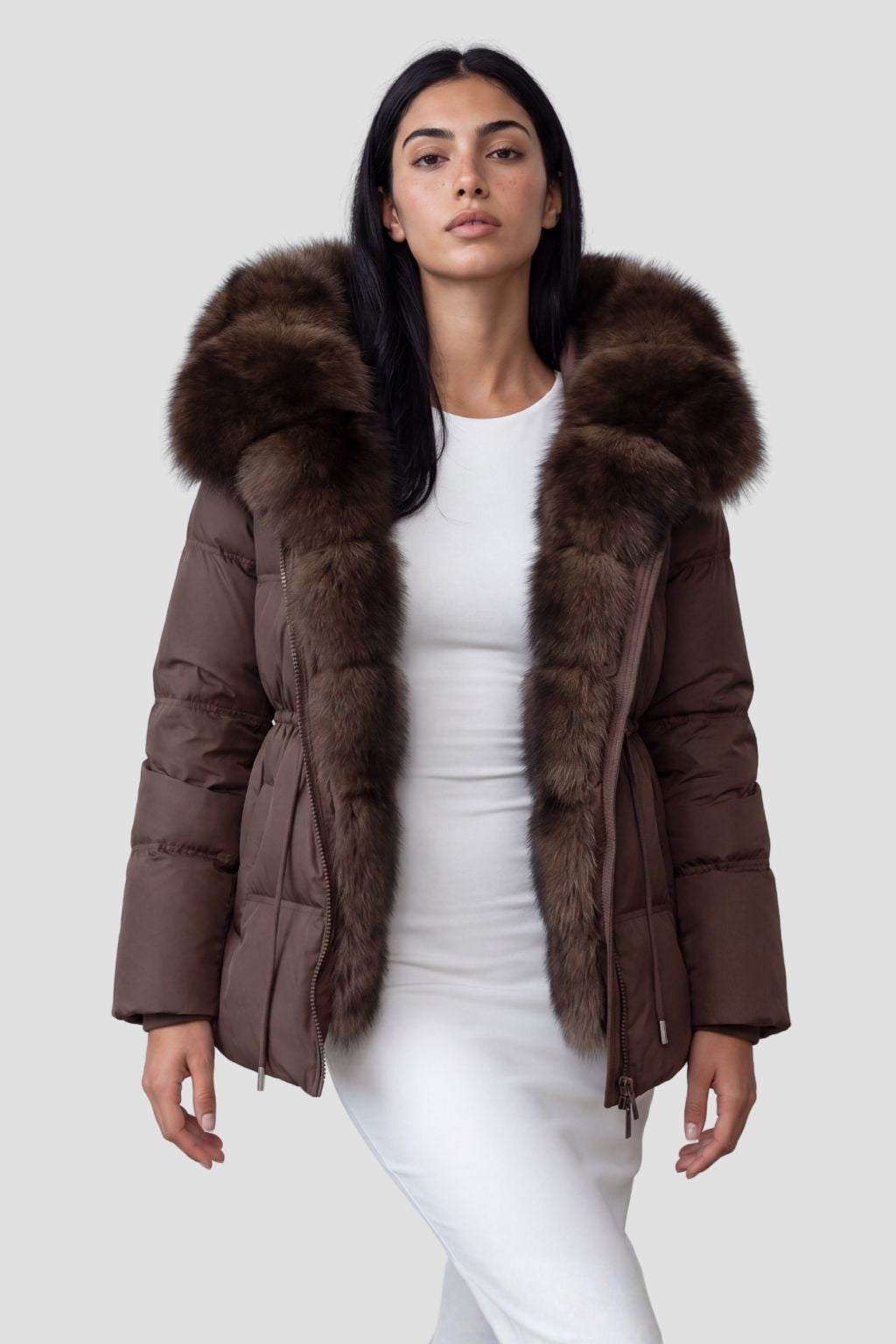 Parka fourrure femme courte brune Héritage fourrure