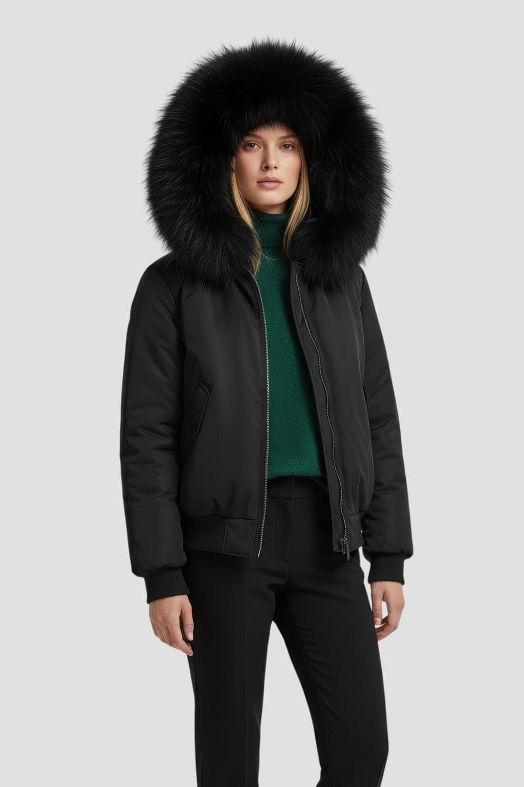 Parka fourrure femme courte noire Héritage fourrure