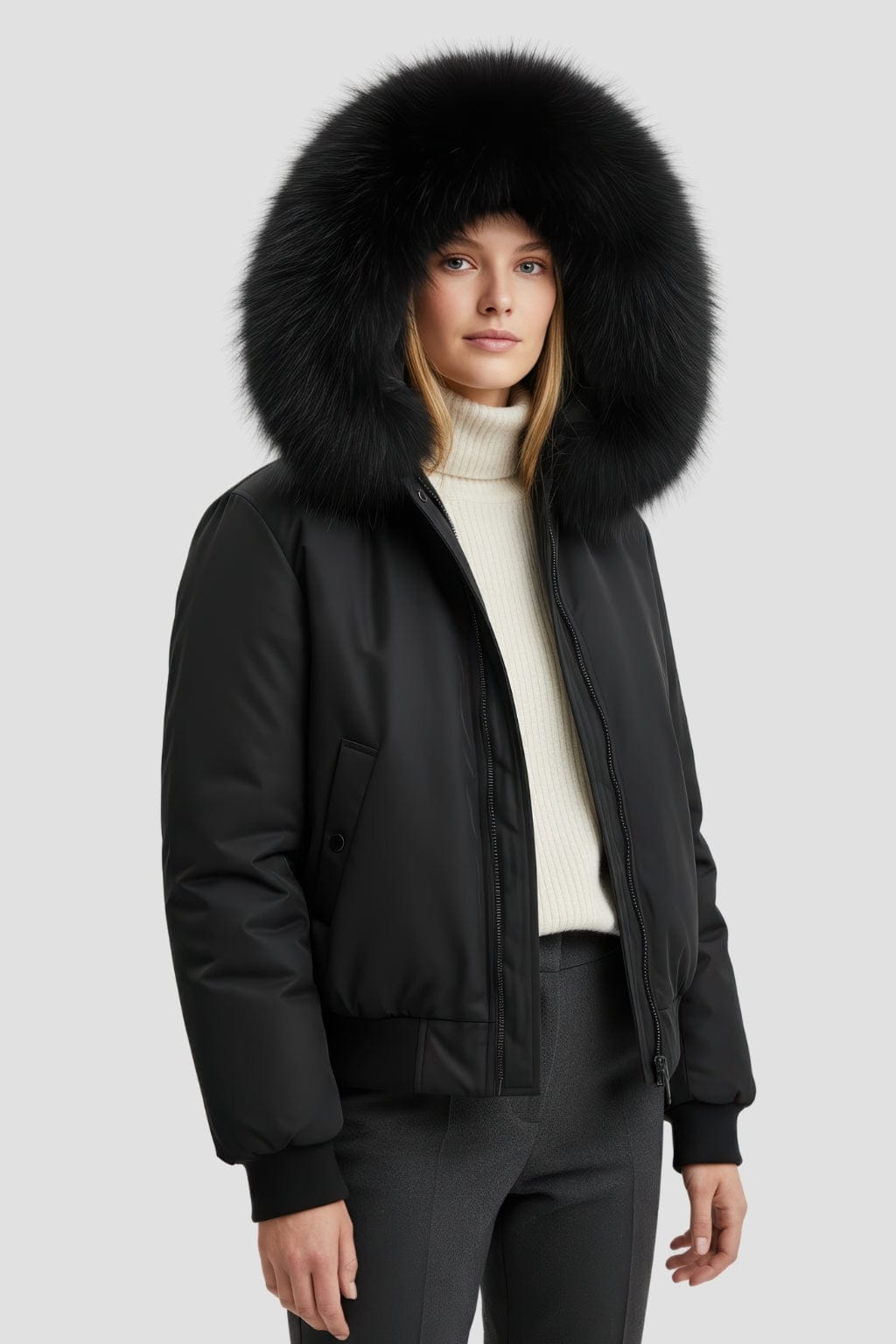 Parka fourrure femme courte noire Héritage fourrure