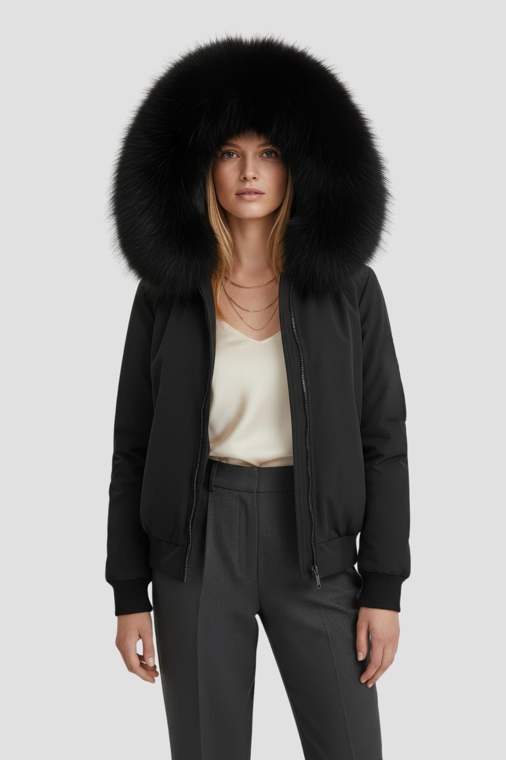 Parka fourrure femme courte noire Héritage fourrure