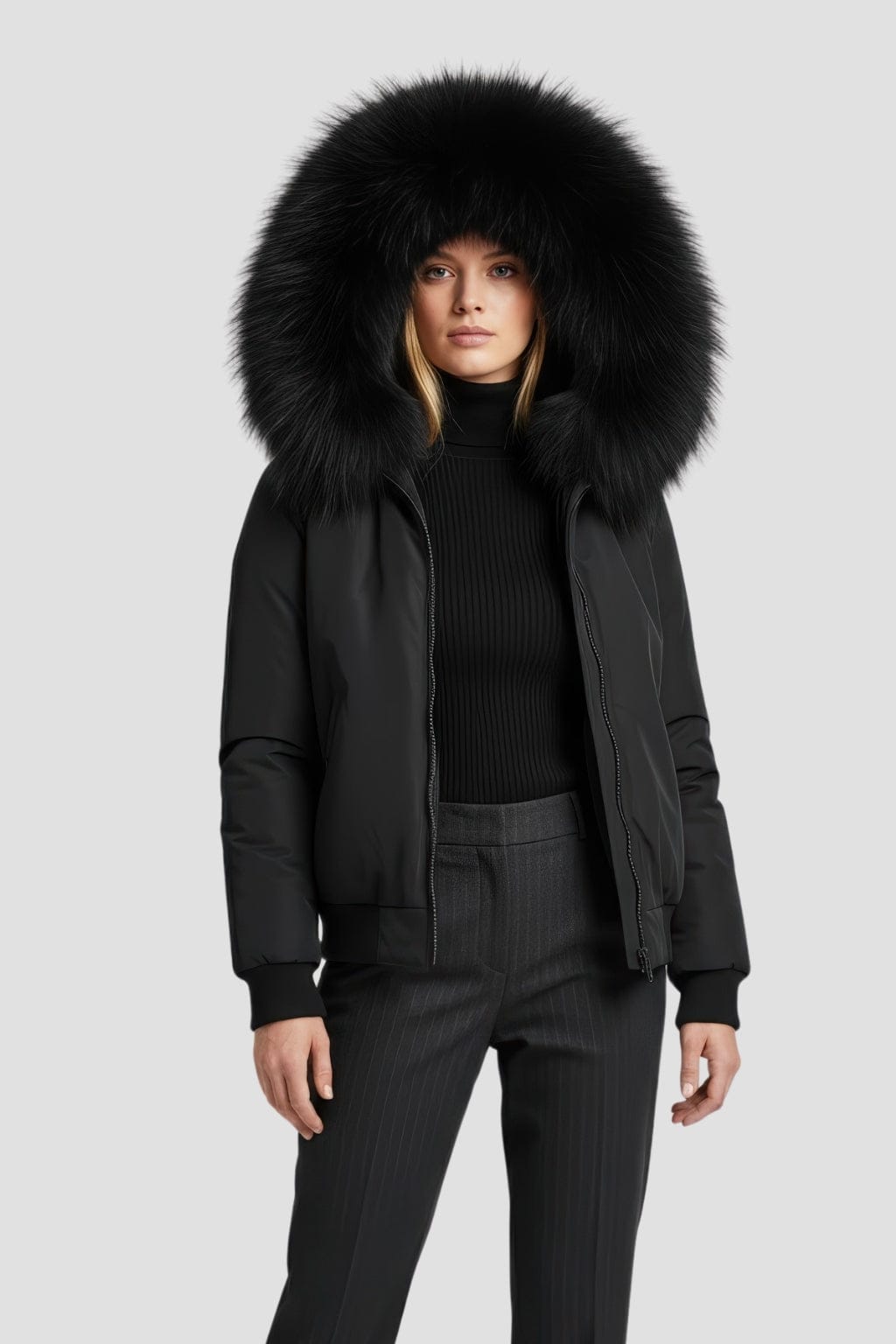 Parka fourrure femme courte noire Héritage fourrure