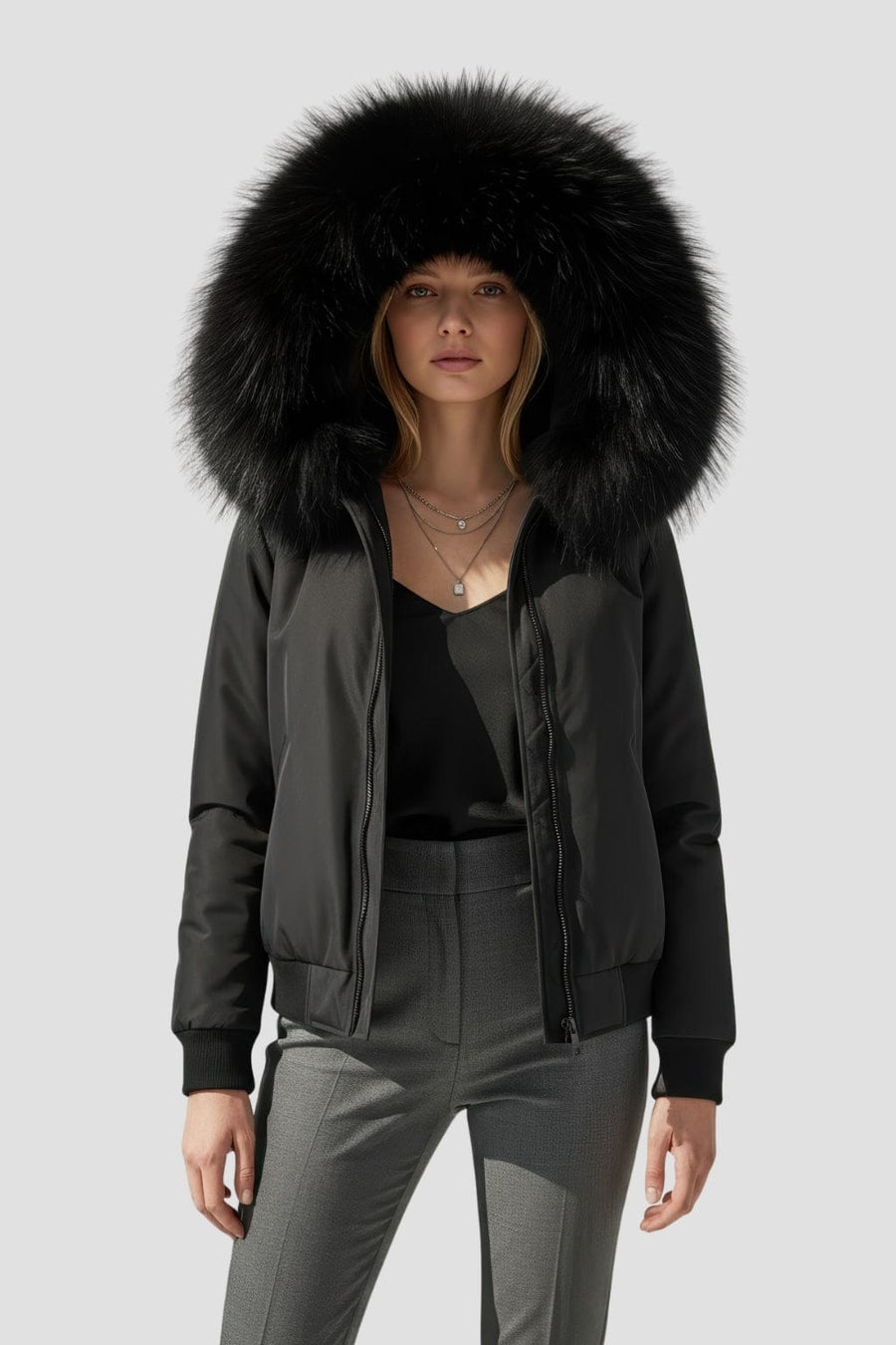 Parka fourrure femme courte noire Héritage fourrure