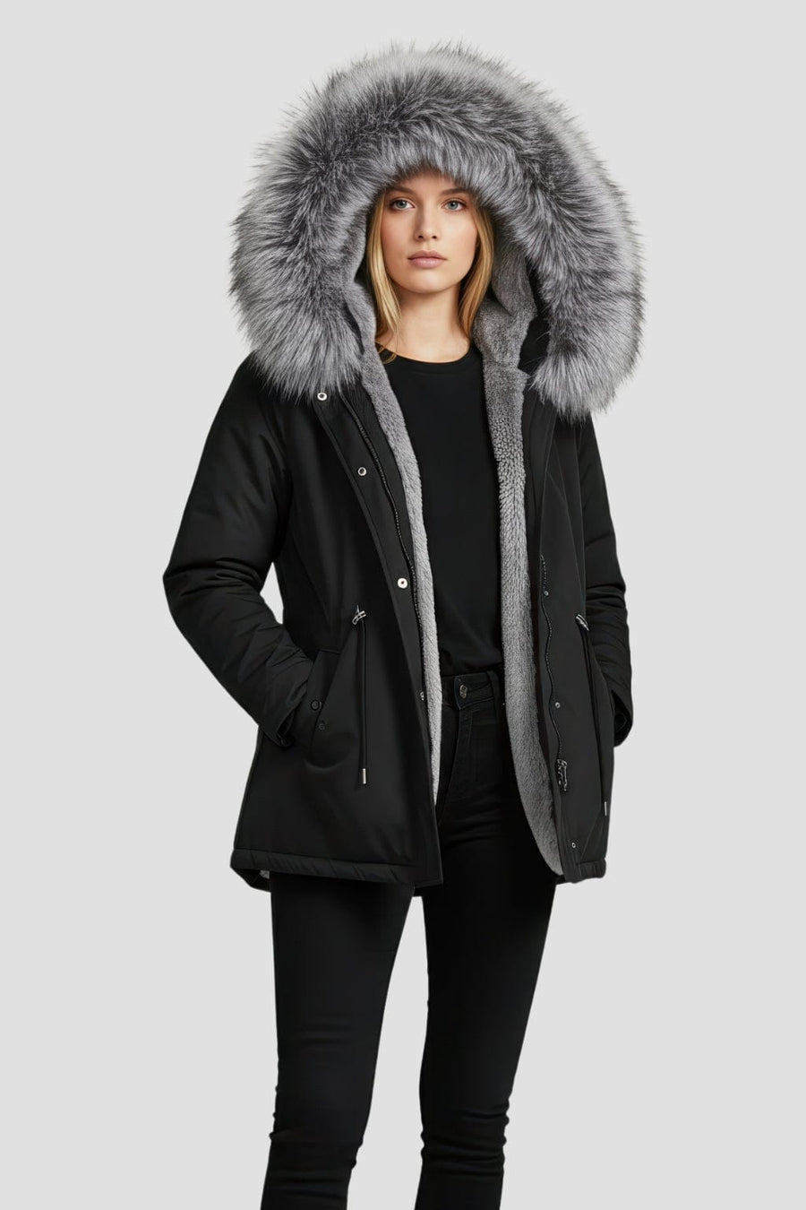 Parka fourrure femme courte noire Héritage fourrure