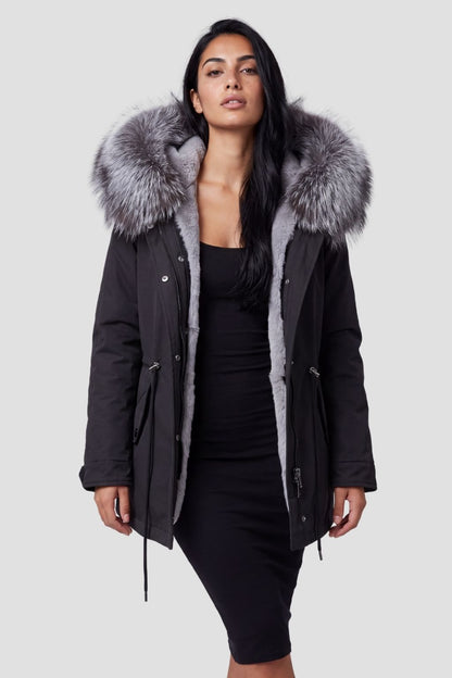 Parka fourrure femme courte noire Héritage fourrure