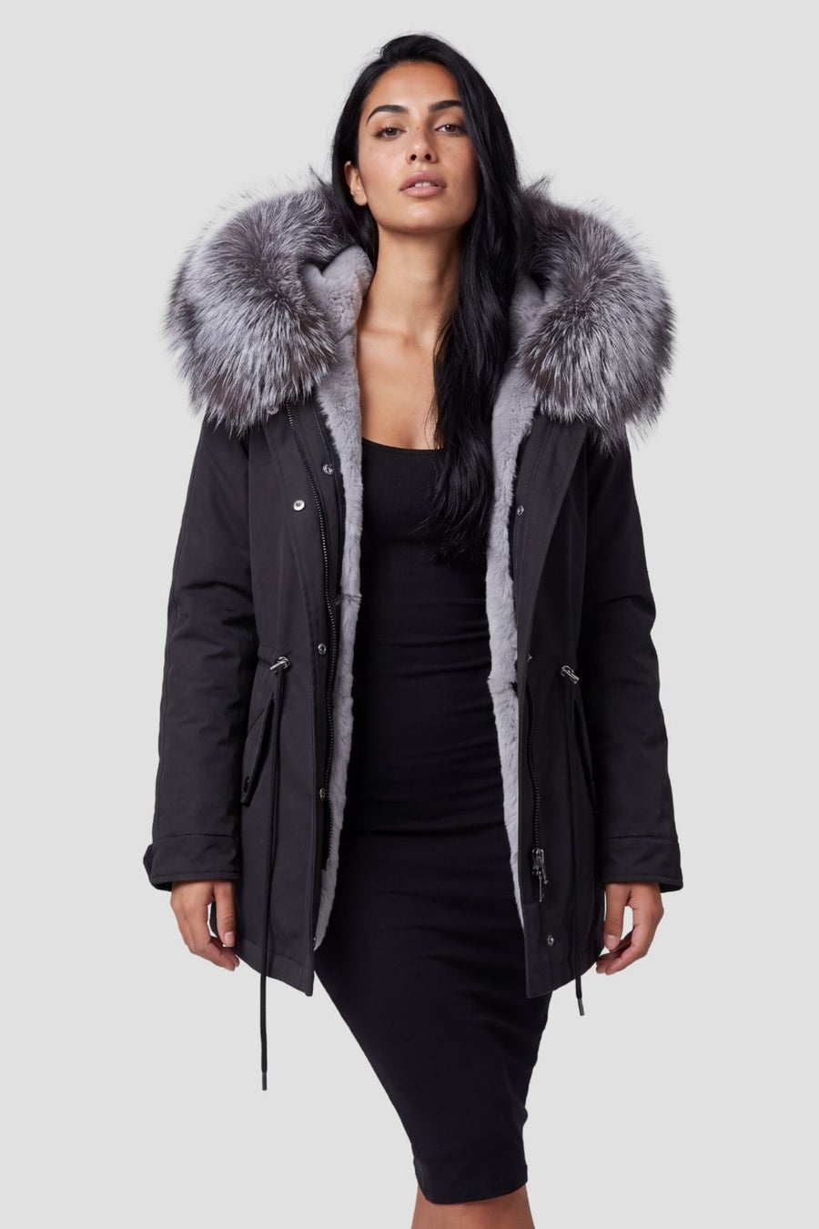 Parka fourrure femme courte noire Héritage fourrure