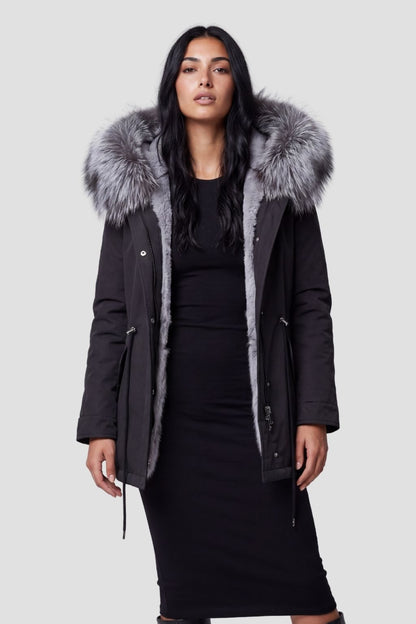Parka fourrure femme courte noire Héritage fourrure