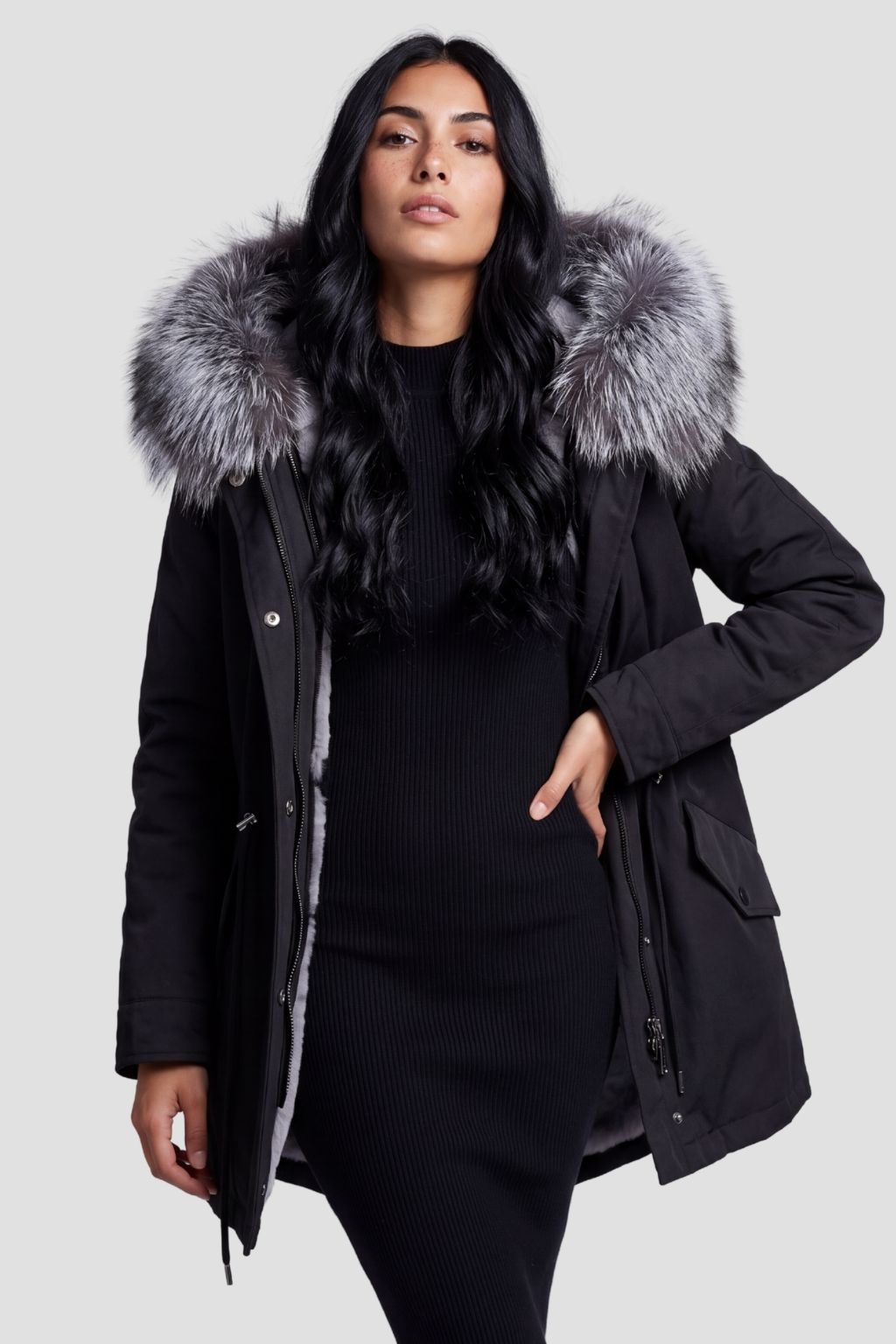 Parka fourrure femme courte noire Héritage fourrure