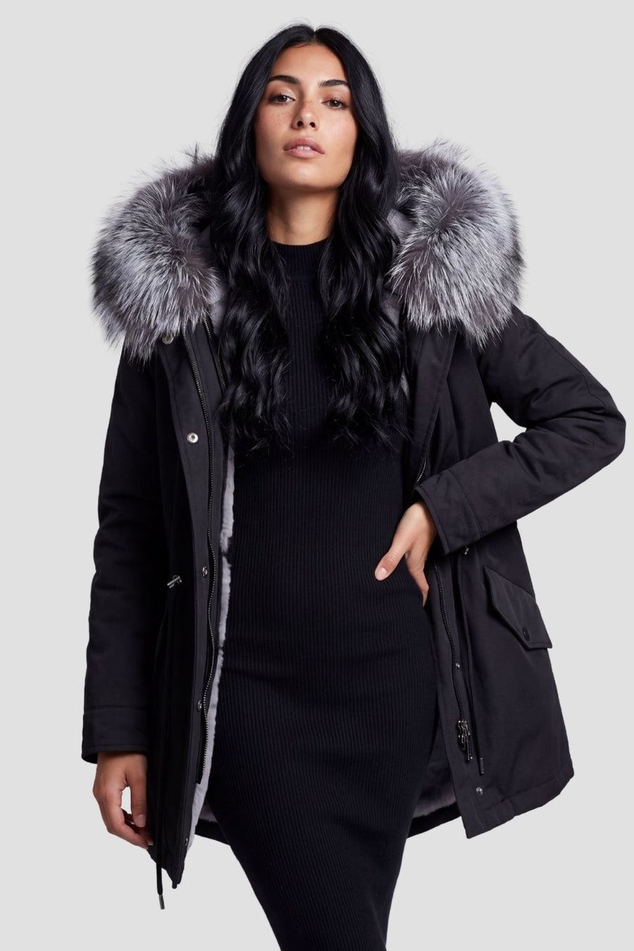 Parka fourrure femme courte noire Héritage fourrure