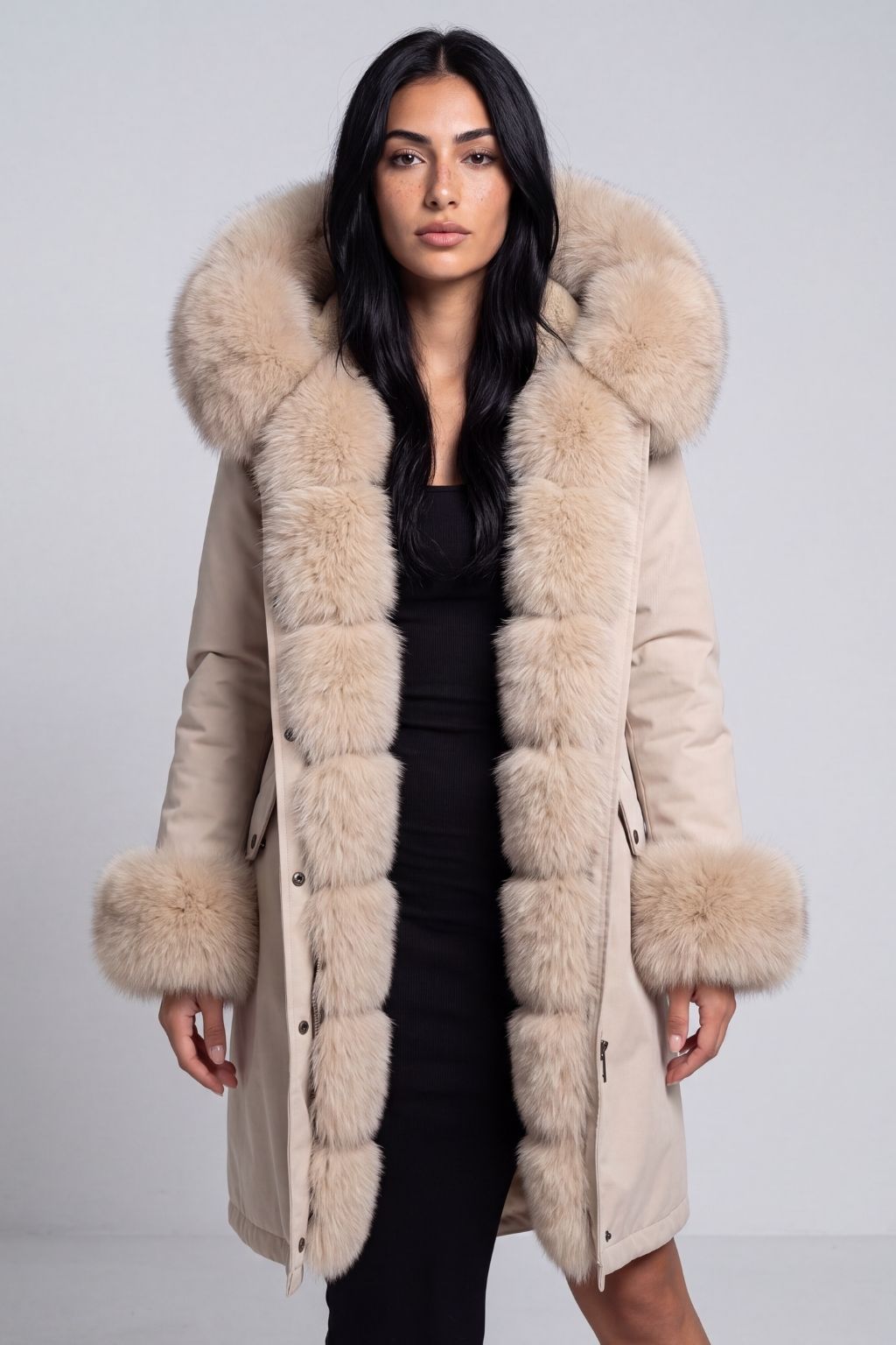 Parka fourrure femme crème Héritage fourrure