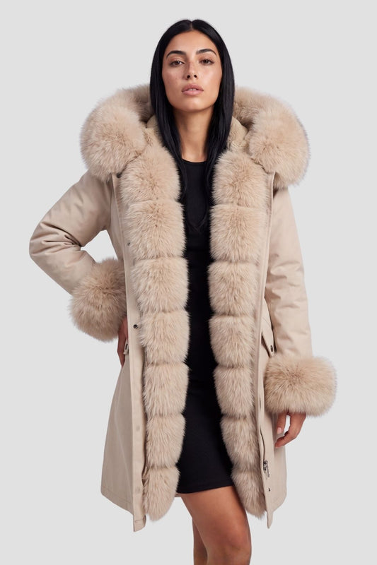 Parka fourrure femme crème Héritage fourrure