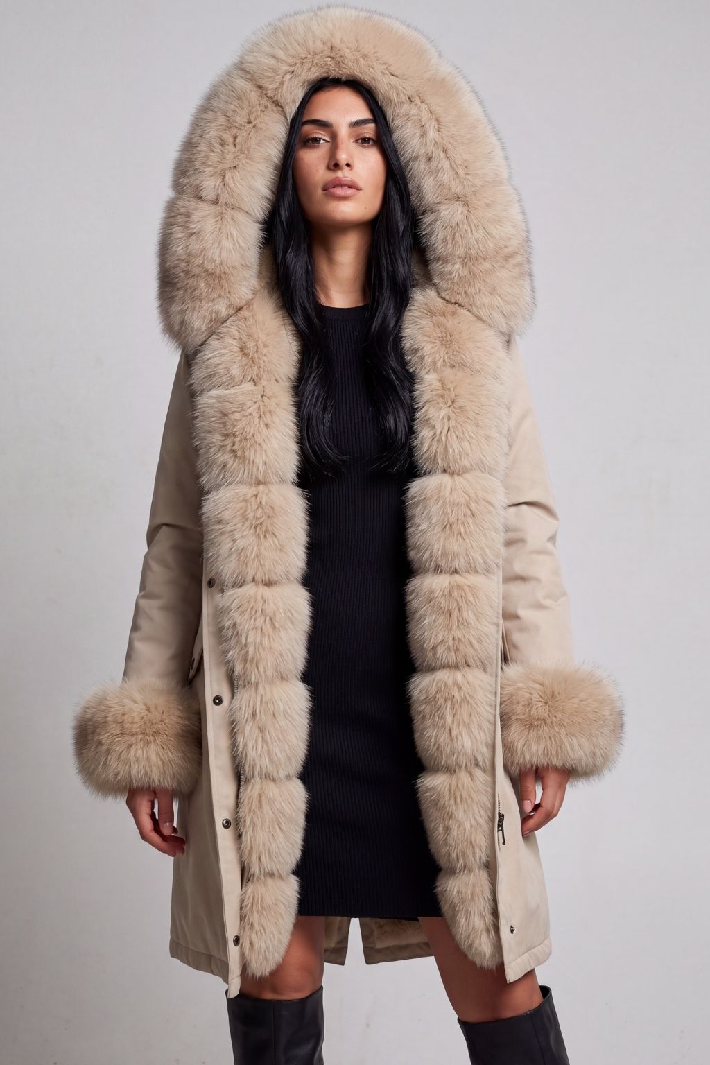 Parka fourrure femme crème Héritage fourrure