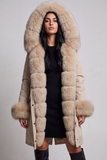 Parka fourrure femme crème Héritage fourrure