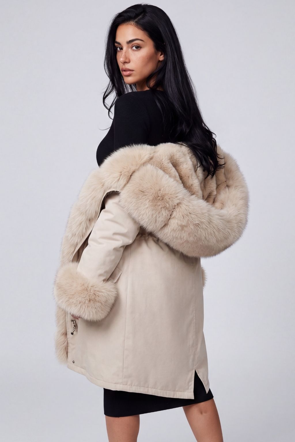 Parka fourrure femme crème Héritage fourrure