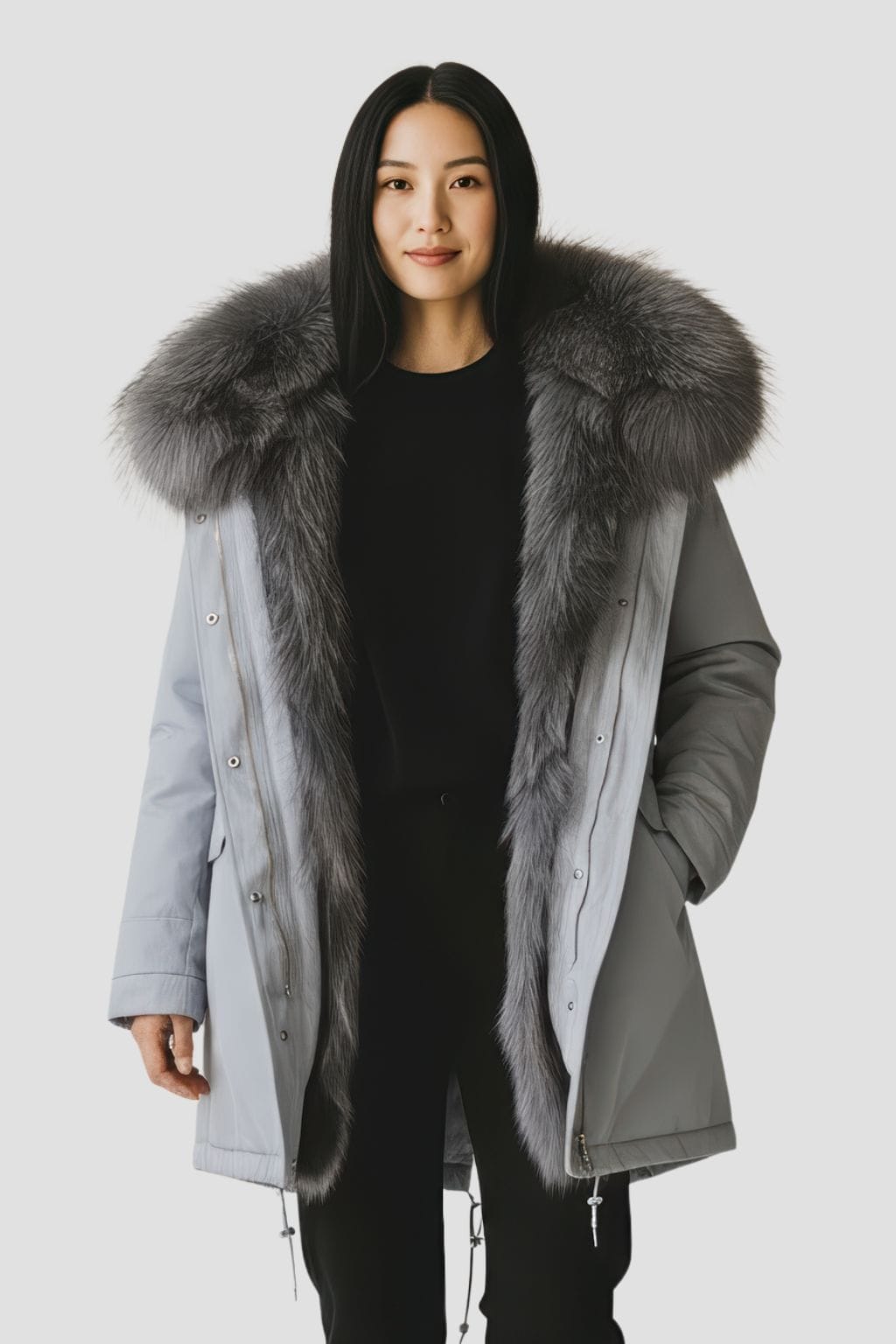 Parka fourrure femme gris Héritage fourrure