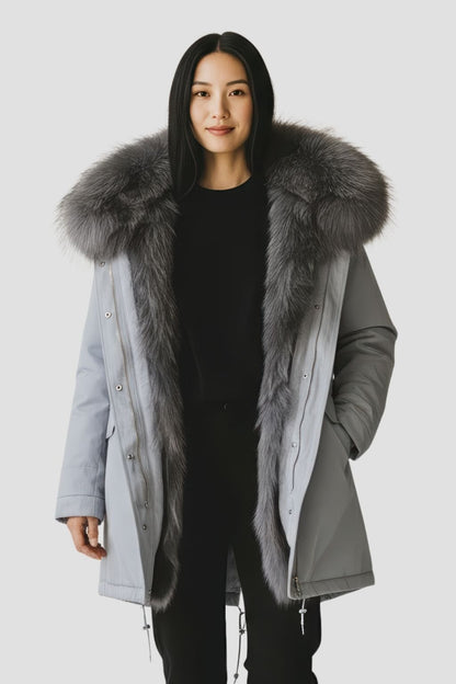 Parka fourrure femme gris Héritage fourrure