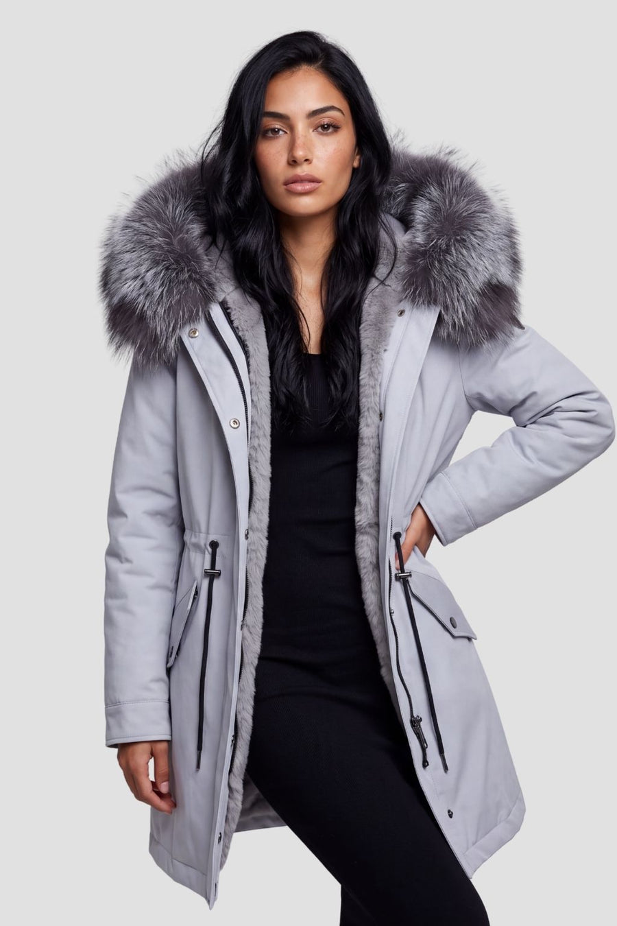 Parka fourrure femme gris Héritage fourrure