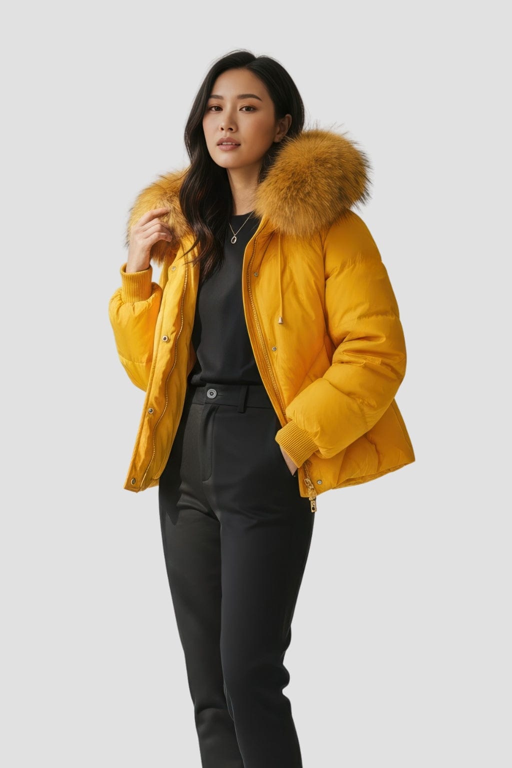 Parka fourrure femme jaune Héritage fourrure