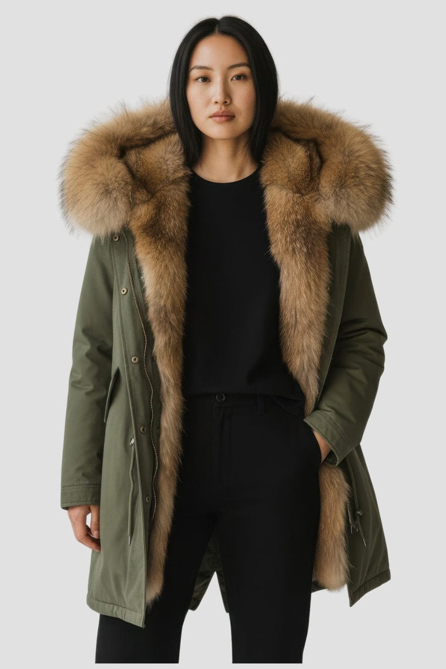 Parka fourrure femme kaki Héritage fourrure