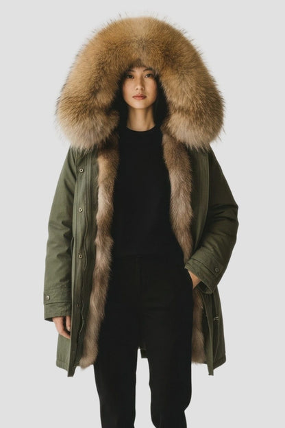 Parka fourrure femme kaki Héritage fourrure