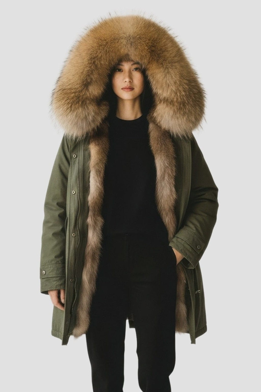 Parka fourrure femme kaki Héritage fourrure