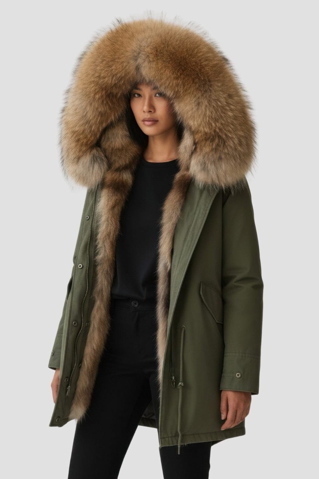 Parka fourrure femme kaki Héritage fourrure