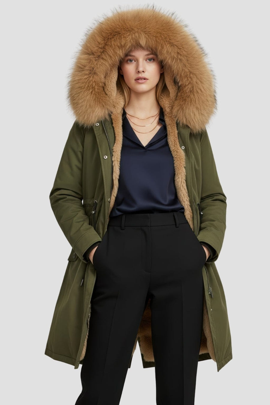 Parka fourrure femme kaki Héritage fourrure