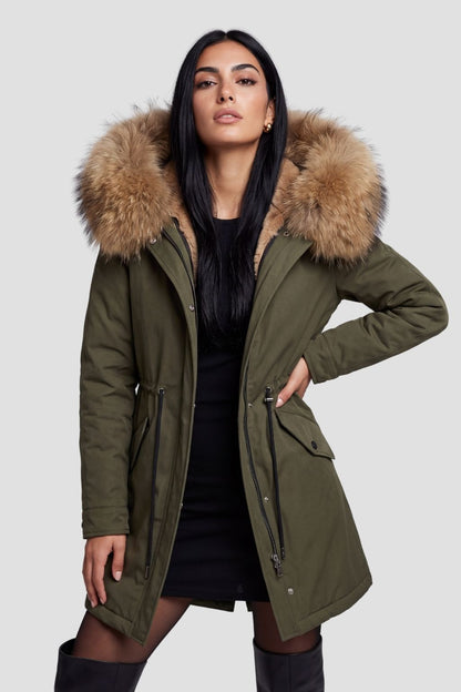 Parka fourrure femme kaki Héritage fourrure