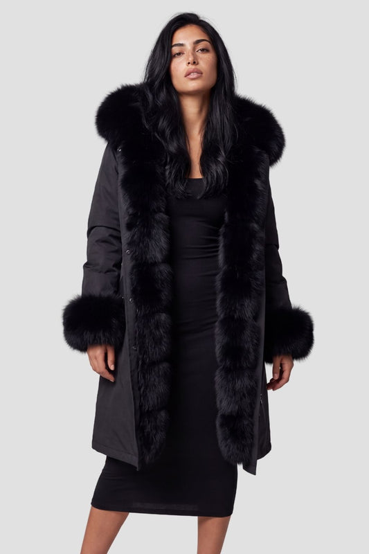 Parka fourrure femme longue noire Héritage fourrure