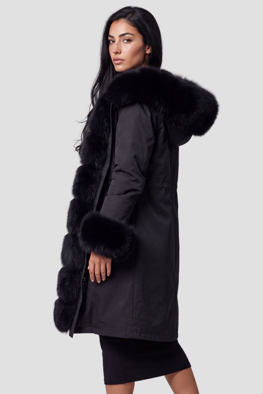 Parka fourrure femme longue noire Héritage fourrure