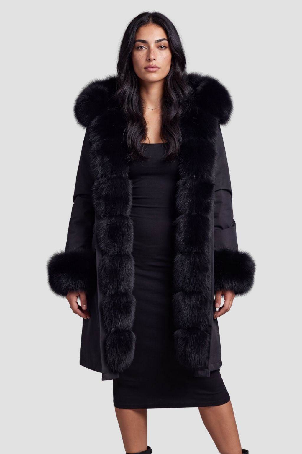 Parka fourrure femme longue noire Héritage fourrure