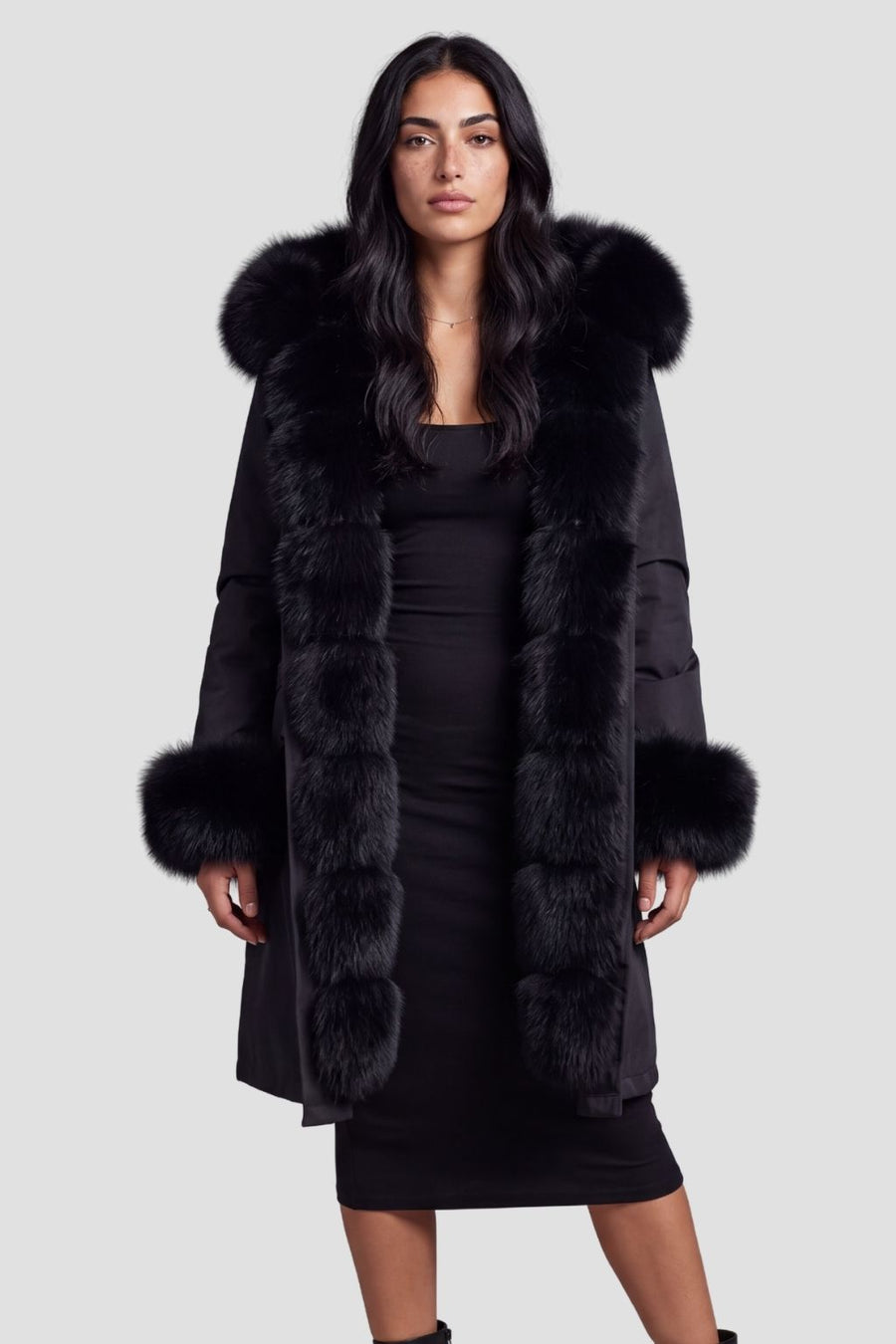 Parka fourrure femme longue noire Héritage fourrure