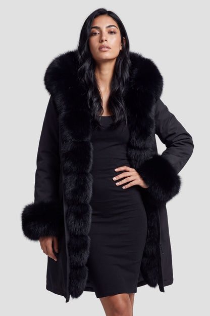 Parka fourrure femme longue noire Héritage fourrure