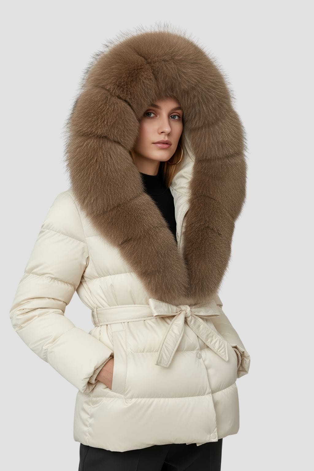 Parka fourrure femme nacré Héritage fourrure