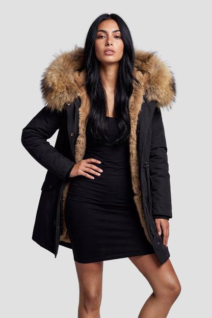 Parka fourrure femme noire Héritage fourrure