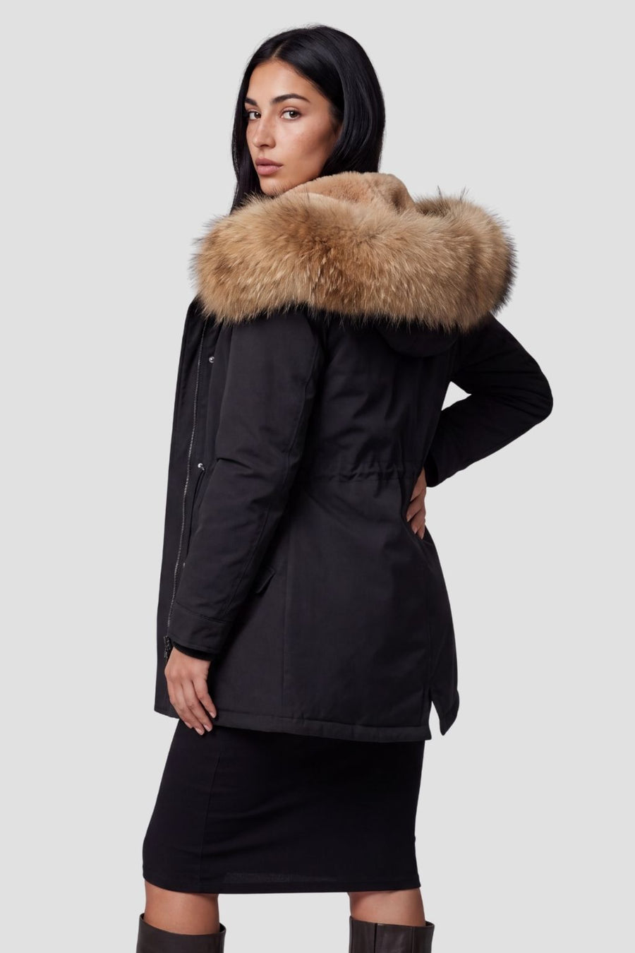 Parka fourrure femme noire Héritage fourrure