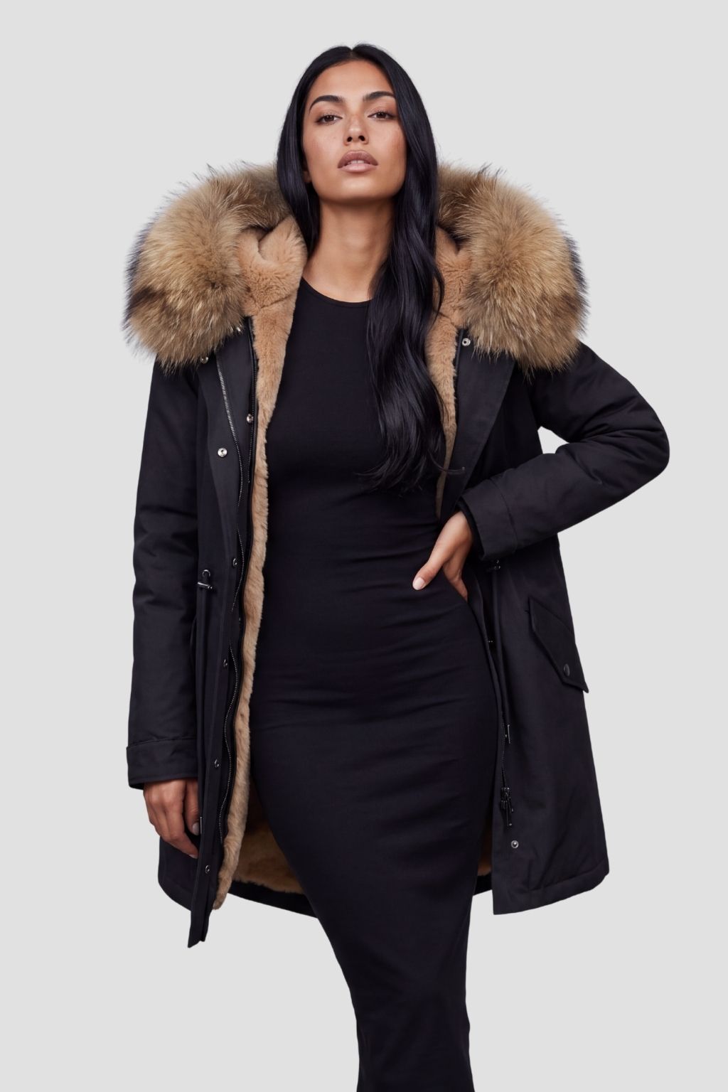 Parka fourrure femme noire Héritage fourrure