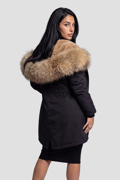 Parka fourrure femme noire Héritage fourrure